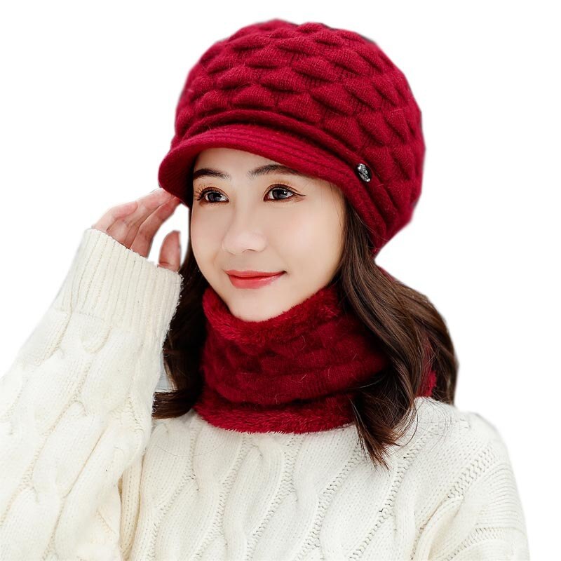Ensemble bonnet et écharpe en laine pour femmes | Ensemble chapeau et écharpe d'hiver pour femmes, ensemble épais et en laine pour femmes, anneaux et écharpes chapeaux pour filles, bonnet unisexe