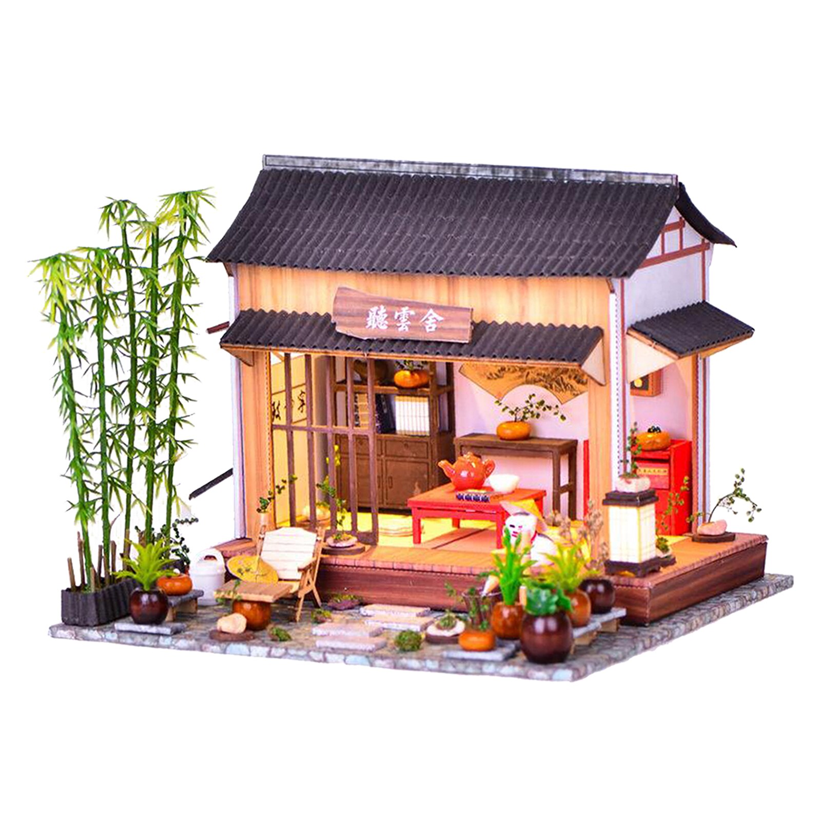 Cottage DIY Miniature DollHouse Kit with LED Handmade House Kits