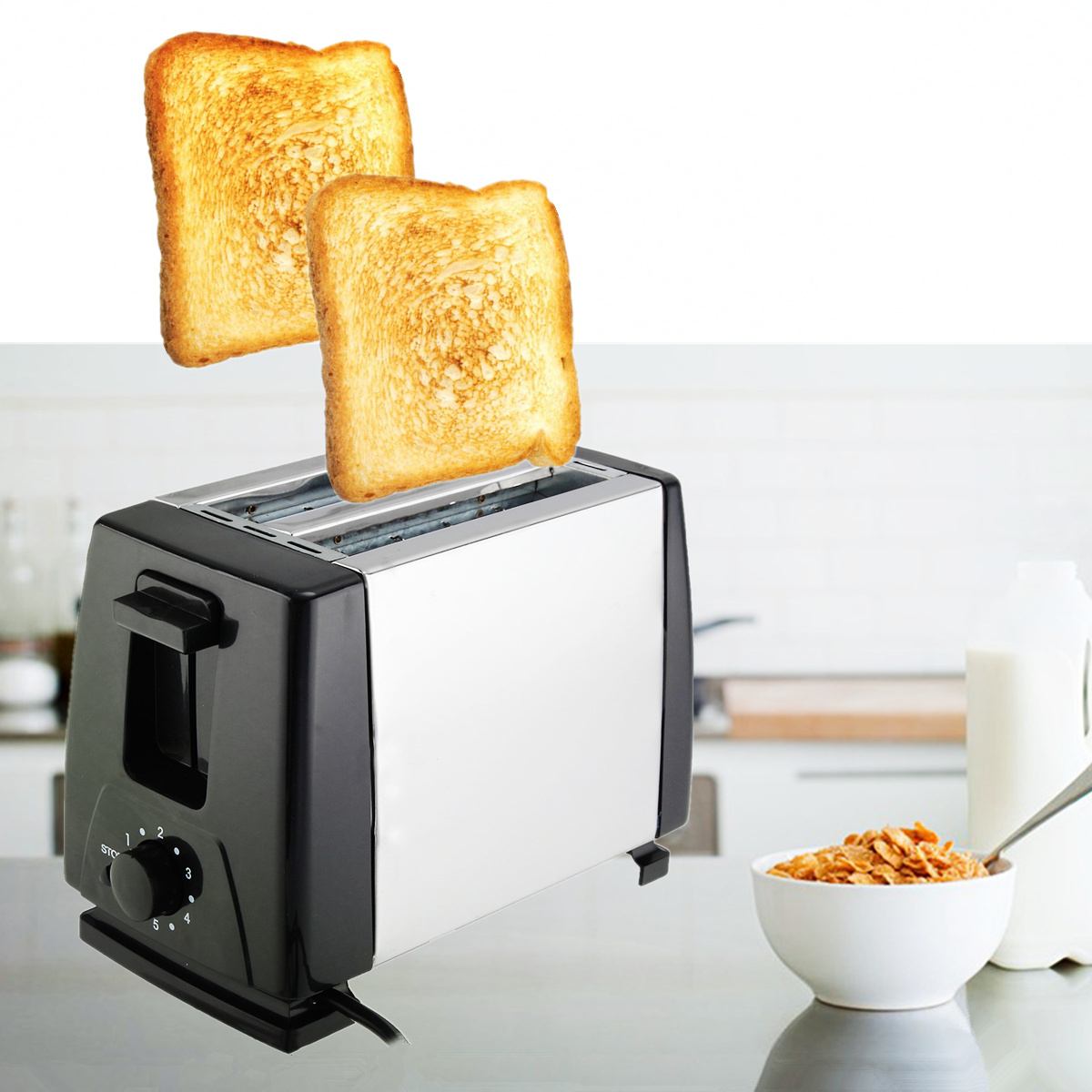 750W 2 Slice Toaster Maker Machine Household Automatic Fast Heating Electronic Bread Toaster Oven Toaster Sandwich Maker Grill