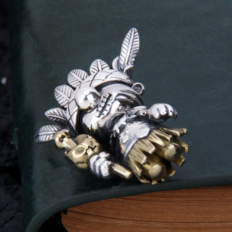 Bocai pure  s925 silber schmuck federpuppenanhänger retro persönlichkeit herren und damen anhänger #39