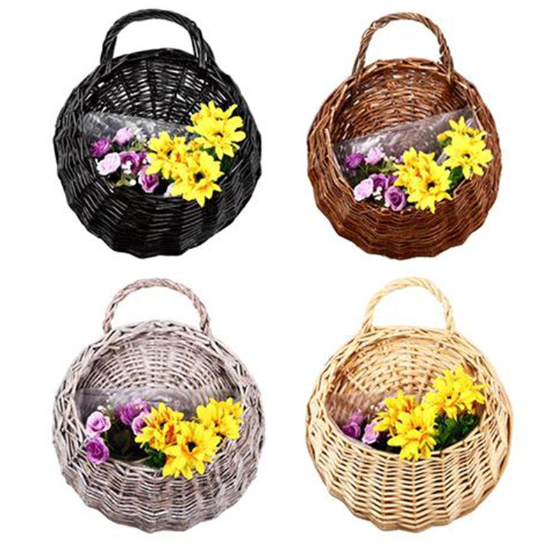 Macetero de mimbre para colgar en la pared, cesta de mimbre para jardín, maceta de vid, soporte para plantas de interior, cestas, accesorios para herramientas de decoración del hogar