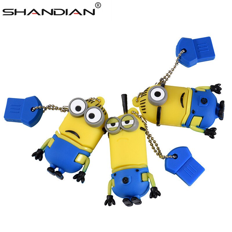 SHANDIAN Funny mini usb flash drive cute Yellow people 4GB 8GB 16GB 32GB 64GB 128GB pen drive memory flash drive Exempt postage