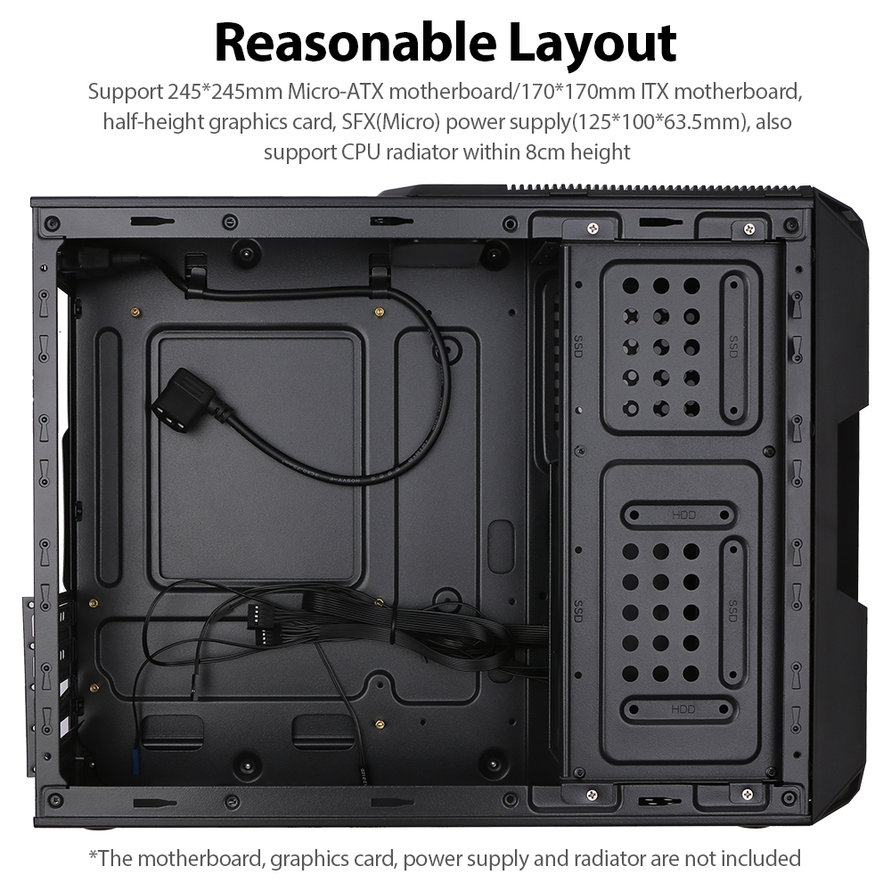 Portable Vertical Computer Case Support Micro-ATX/ITX Motherborad Halfheight Graphics Card 8cm Height CPU Radiator Computer Case