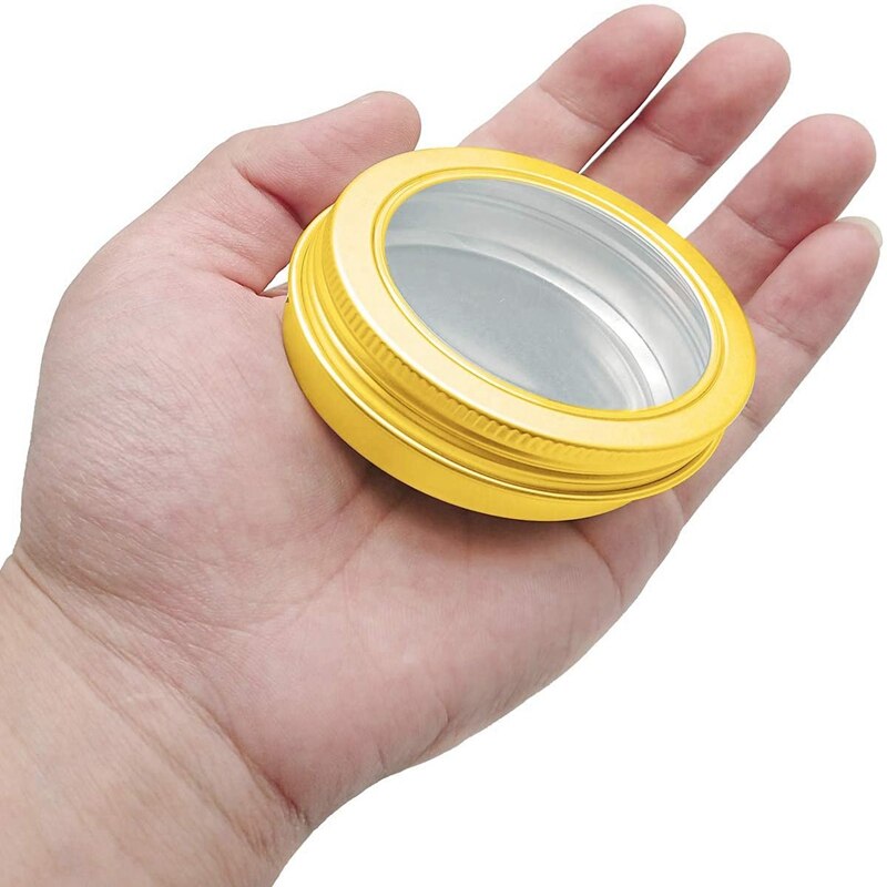 12 stuks aluminium blikken potjes van 2 ounce (ca. 57 ml) , 60 ml ronde potjes met deksels, lege potjes voor het bewaren van lippenbalsem.
