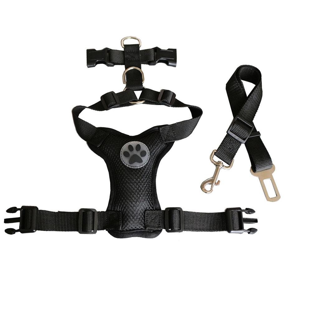 Hond Veiligheid Harnas Vest Met Riem Verstelbare Hond Auto Ademend Mesh Harnas Gordel Voertuig Connector Riem Voor Hond: Default Title