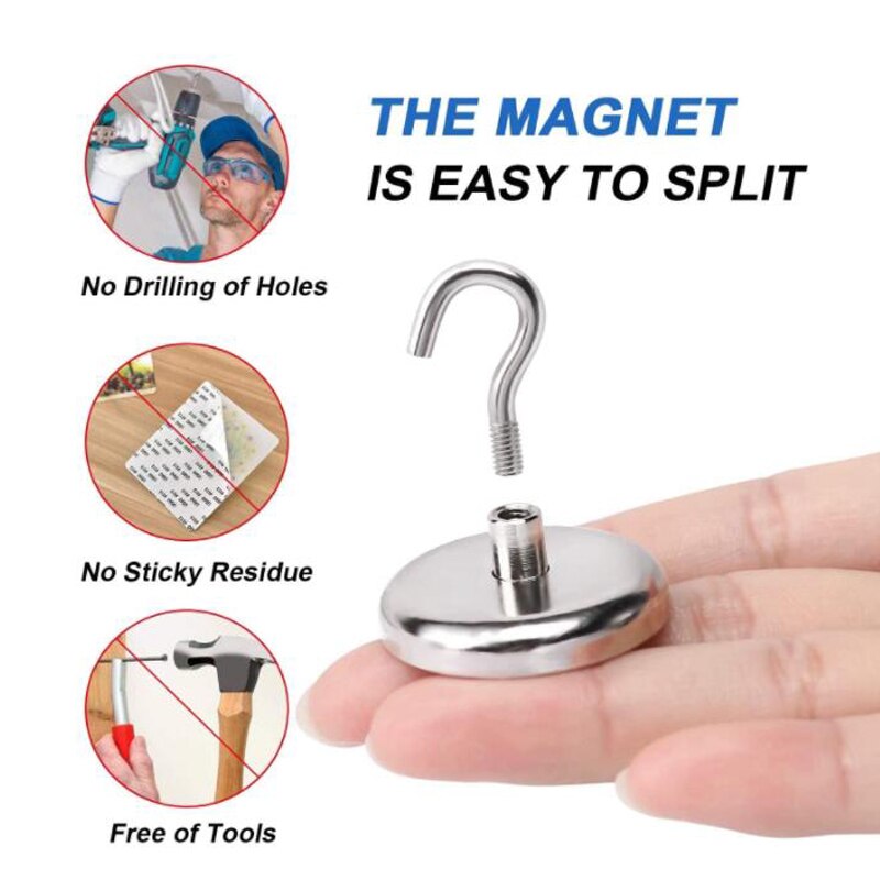 10Pcs Powerful Magnetic Hook Wall-mounted Hanger Hook Heavy Magnet Hook Kitchen Wardrobe Household Storage Tools