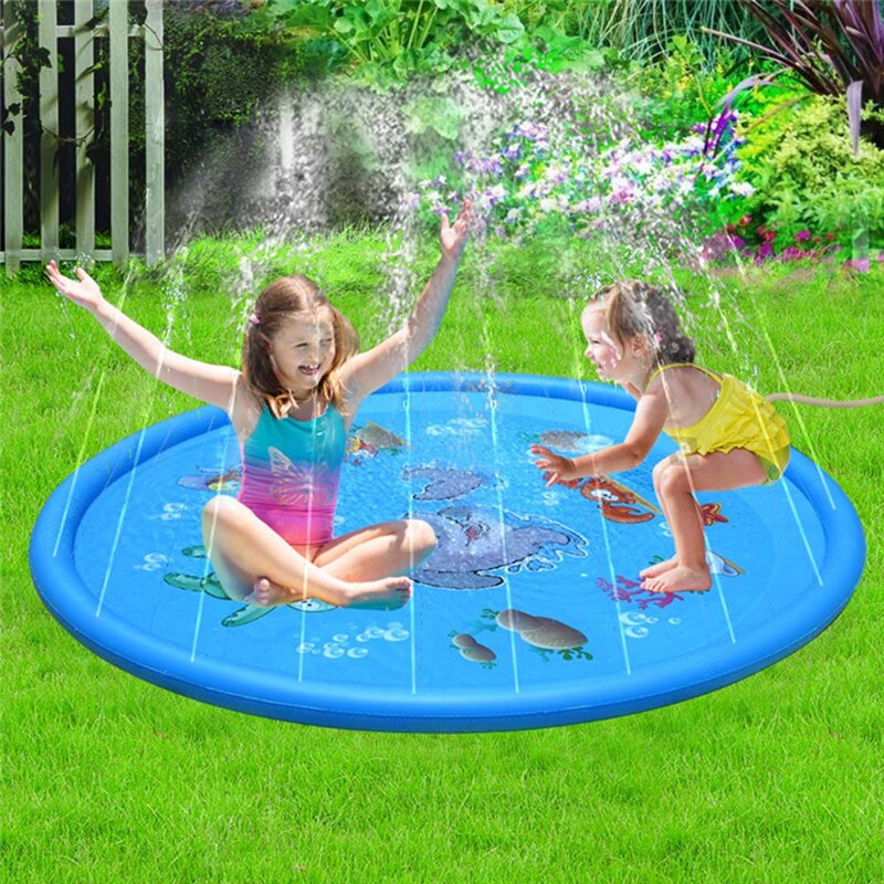 170cm oppustelige spray vandmåtte børn baby lege spil oppustelige udendørs spray vandpude måtte legetøj sommer karbad svømning pool