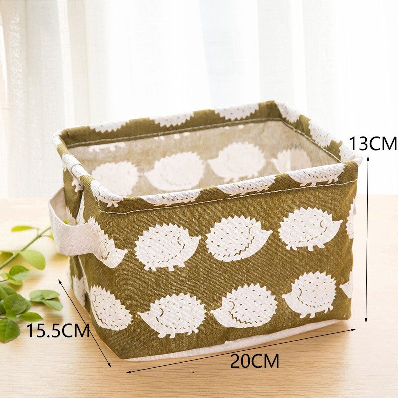 Linen Desktop Storage Basket Sundries Toy Storage Box Organizer Cosmetic Book Organizer Home Office Stationery Container Basket: 17