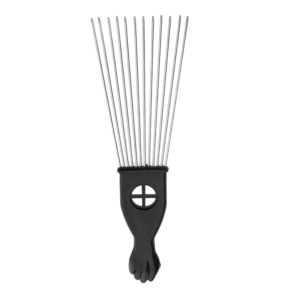 Metal Afro Comb Stainless Steel Hair Styling Comb Hairdressing Brush Barbers Black Fist Pick Comb Hairdressing Tool