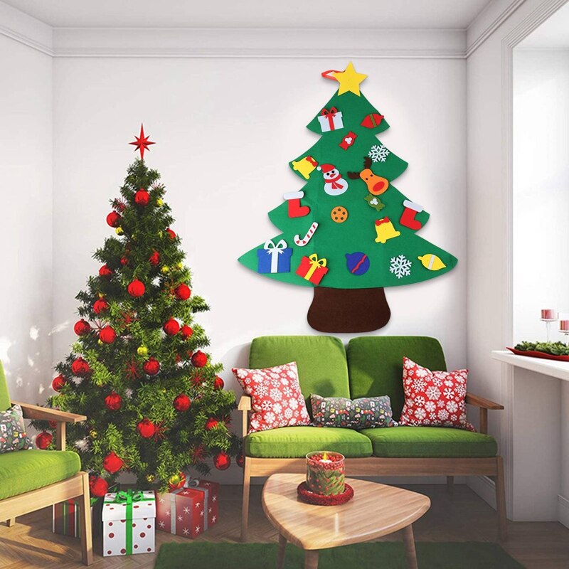 Kids DIY Felt Christmas Tree Merry Christmas Decorations For Home Christmas Wall Ornaments Xmas For Toddlers