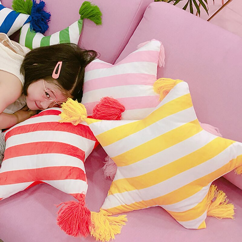 Baby Crib Cushion Bumpers Baby Room child pillow cotton cuddle pillow Simple tassel style Cushion Pillows BXX014