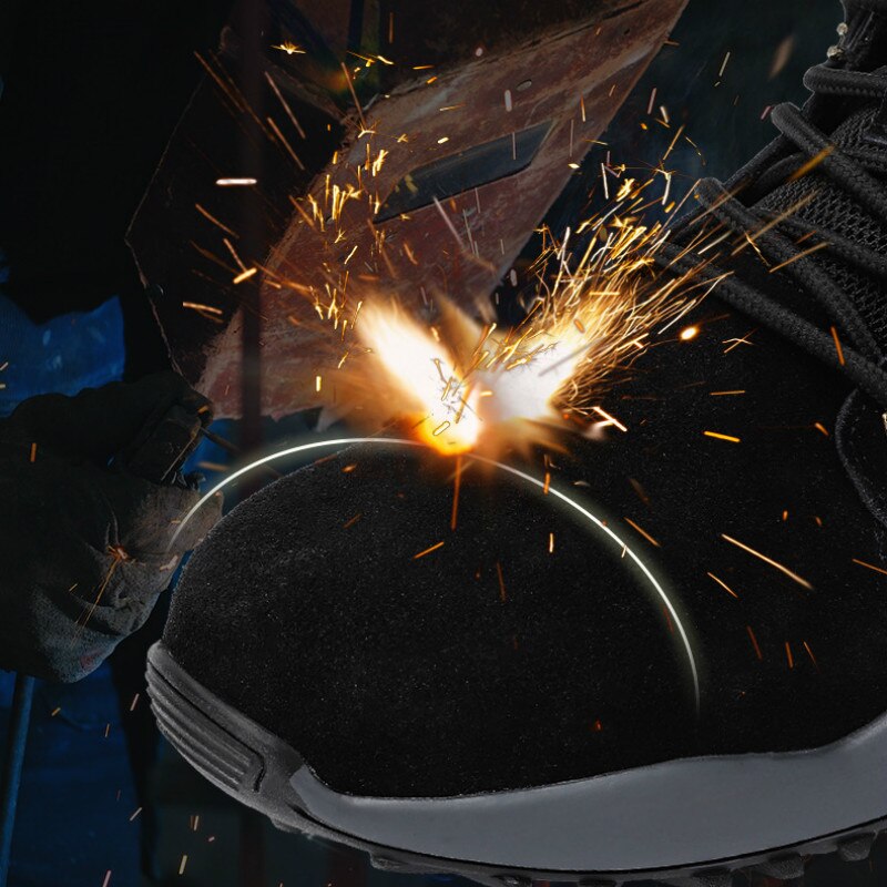 Zapatos de seguridad antideslizantes para hombre, zapatillas informales reflectantes, antideslizantes, con punta de acero, para trabajo Para Hombre