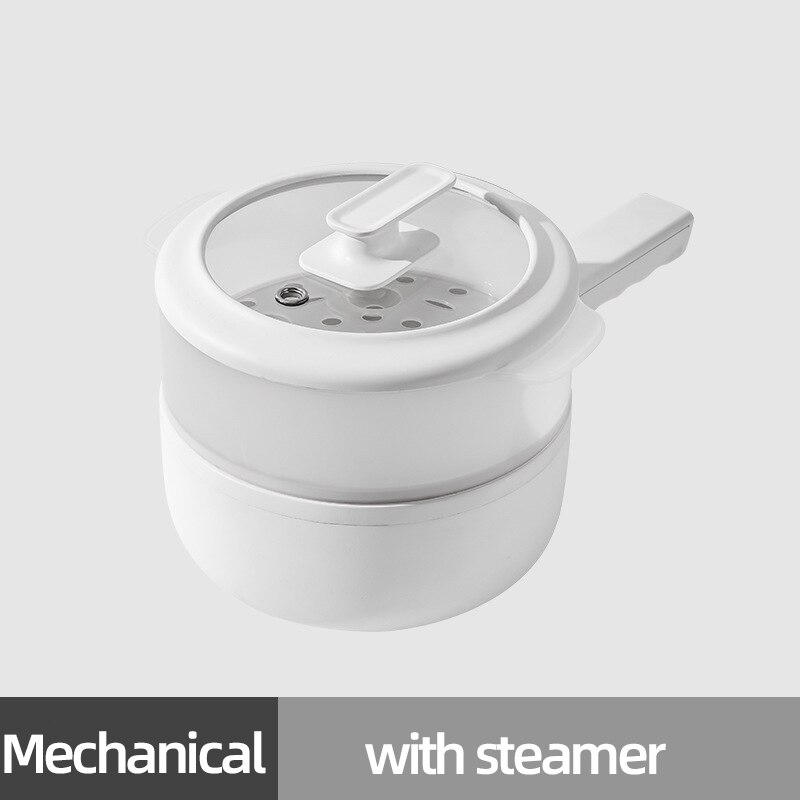 700W Electric Cooking Pot Portable Pot Rice Cooker Multicooker Ceramic Liner Smart Electric Skillet Single/Double Layer 1.6L: Mechanical B 2 layer