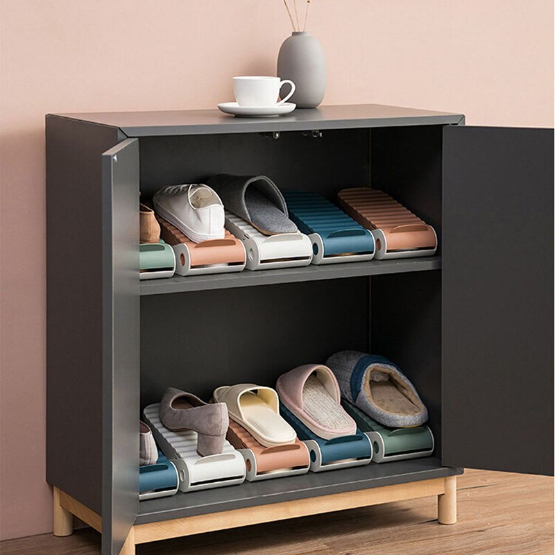 Praktische Schoen Rekken Organizer Schoeisel Ondersteuning Slot Ruimtebesparende Kast Closet Stand Gelaagde Opbergrek Schoenendoos