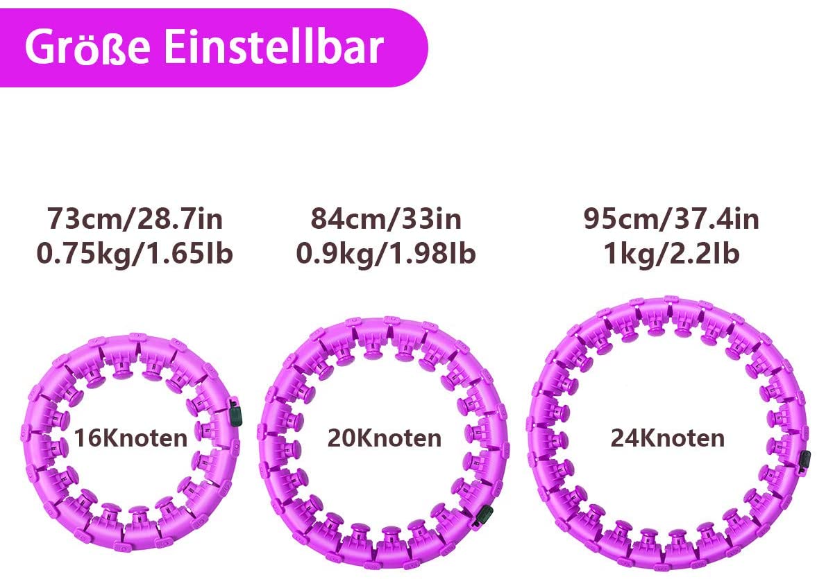 Outcity hoola hoops voor volwassenen 24 knopen afneembare verstelbare maat oefen hula cirkel,