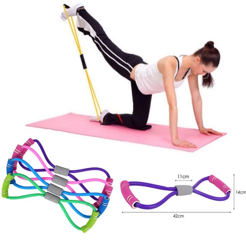 Resistance Bands Yoga Fitness Resistance 8 Word Chest Expander Rope Workout Muscle Fitness Rubber Elastic Bands home Exercise