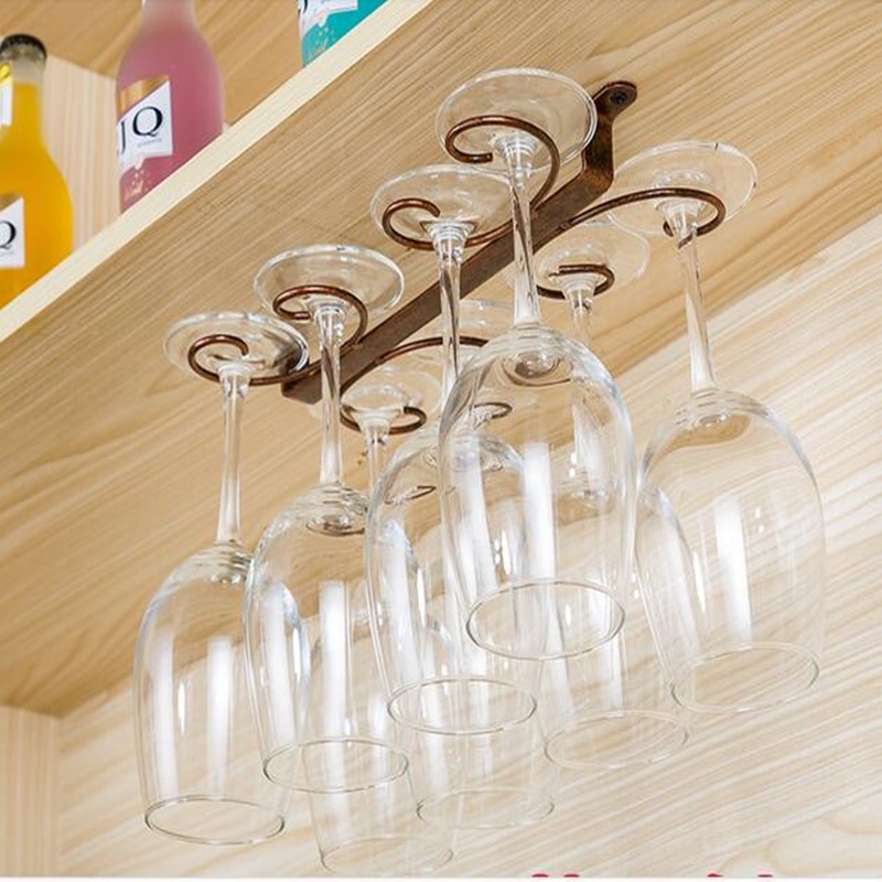 4 - 12 Wine glass rack Hanging Under Cabinet wine cup holder Stemware storage rack display shelf Organizer bar accessoires