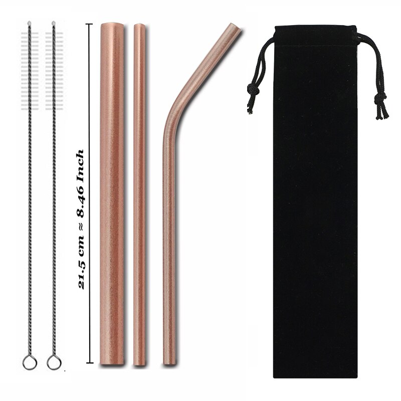 Paille métallique réutilisable colorée de , en acier inoxydable 304 avec brosse de nettoyage pour tasses 20/30oz,: Set 07