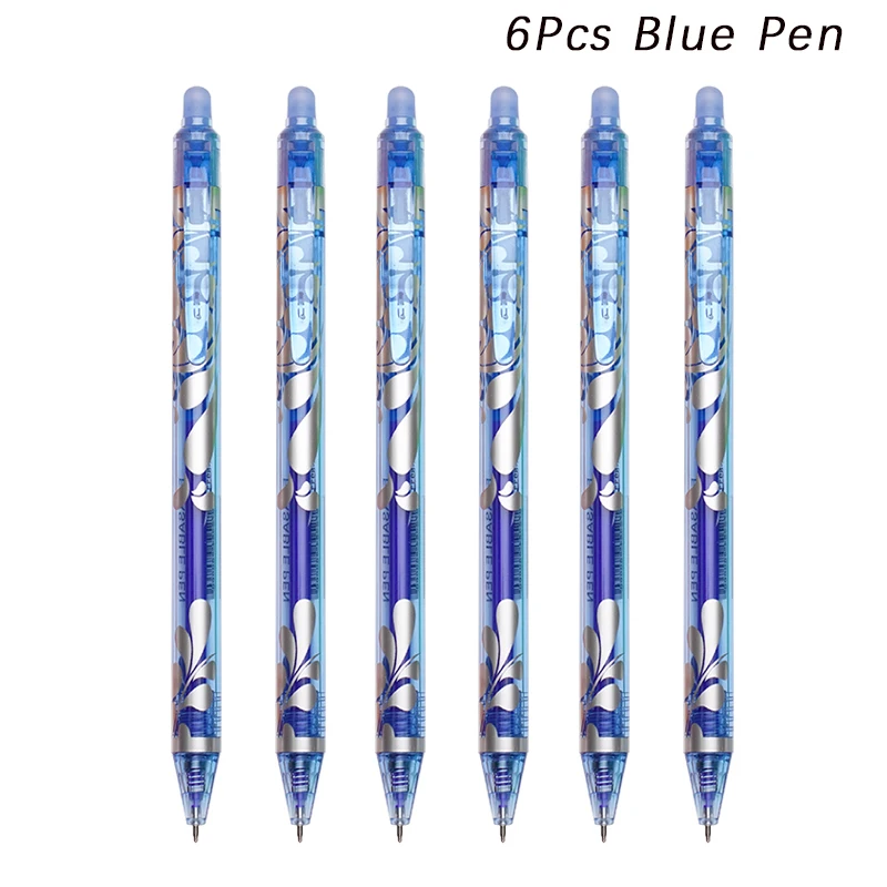 Large Capacity Ink Erasable Pen 6-color Push Gel Pen Set 0.5mm Transparent Colors Pen Office Writing Supplies Kawaii Stationery: Pink