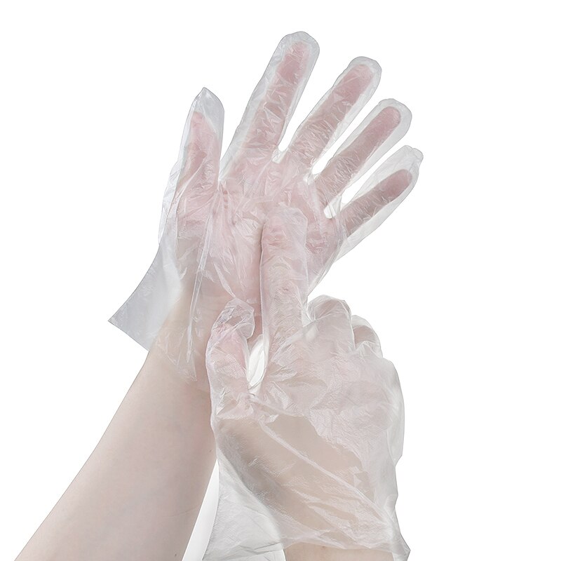 Disposable Food 100pcs Prep Gloves Plastic Food Grade Transparent Safe Gloves for Cooking Food Handling Kitchen BBQ DC11