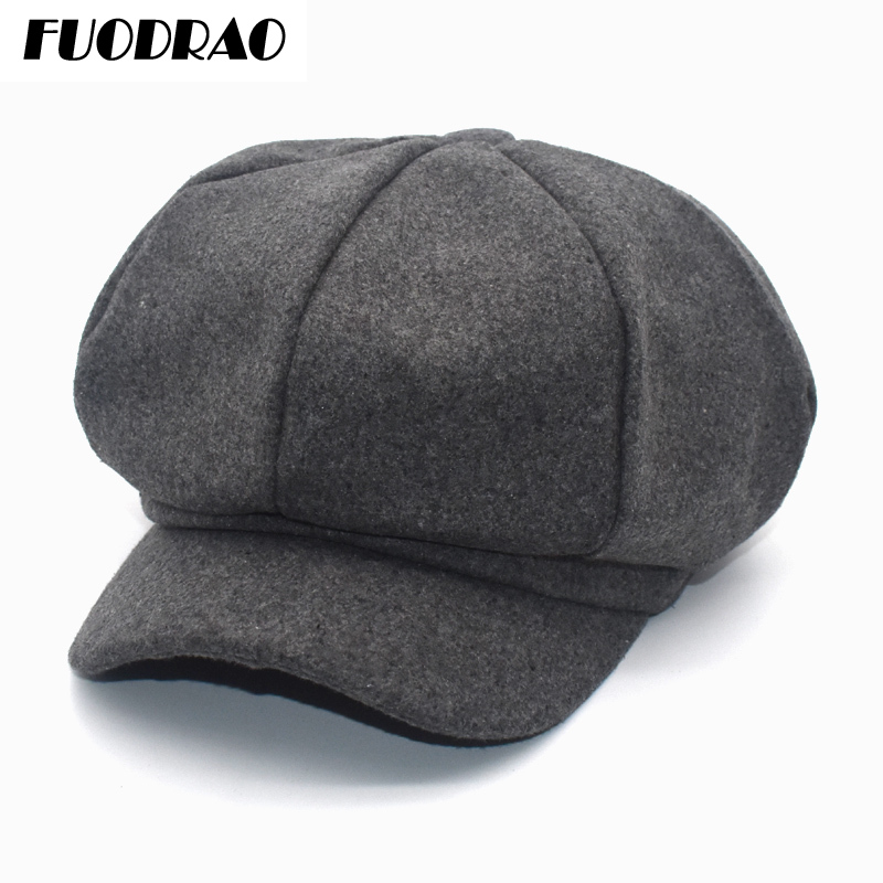 FUODRAO octogonal sombreros mujeres Espana boina retro sombrero gorra de Color sólido Otoño Invierno Casual mujer mono tapas C2
