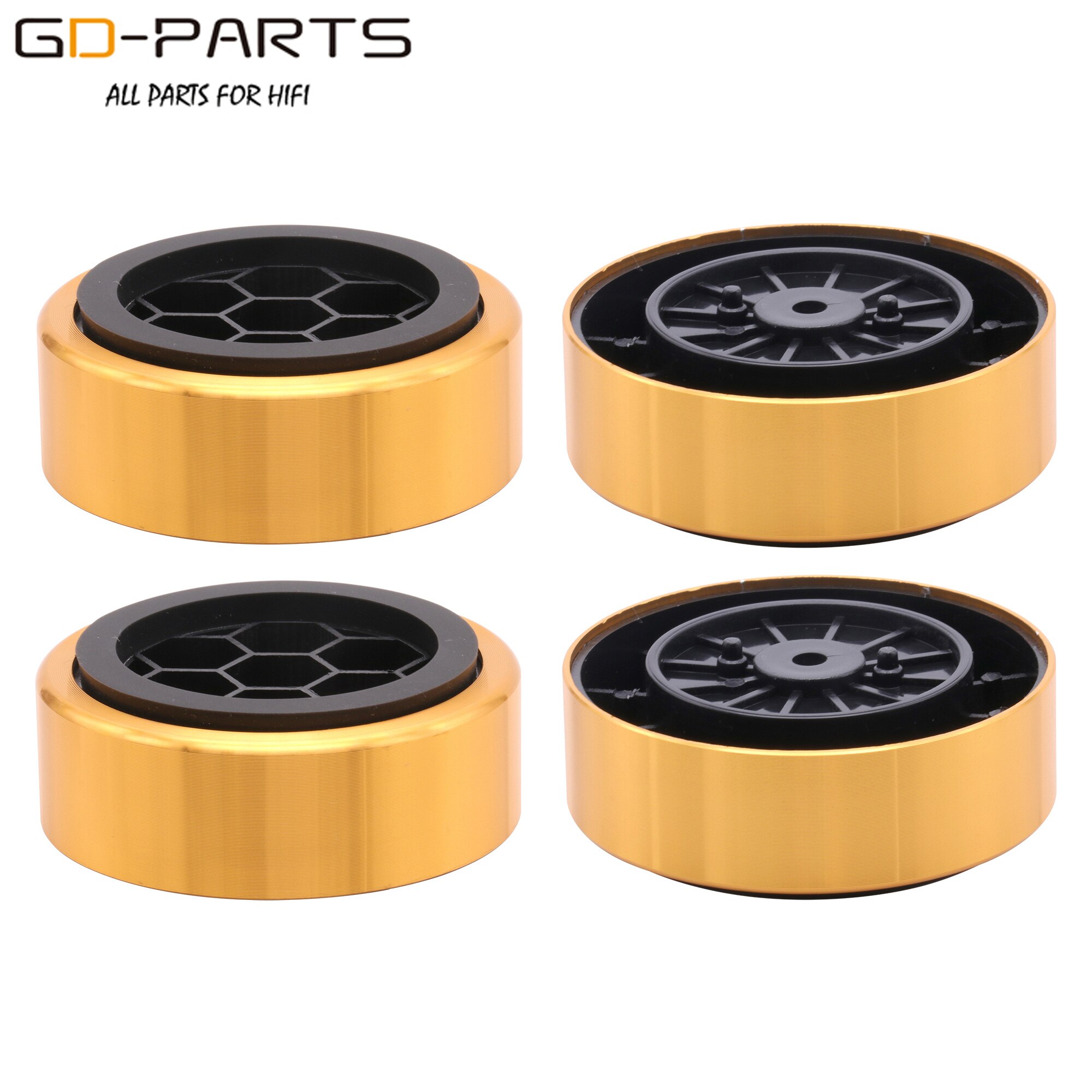 61*23mm mecanizado de aluminio plástico altavoz Spike pies suelo Base Pad Mat pie Stand para Hifi giradiscos AMP CD DAC grabador 4PC: Golden