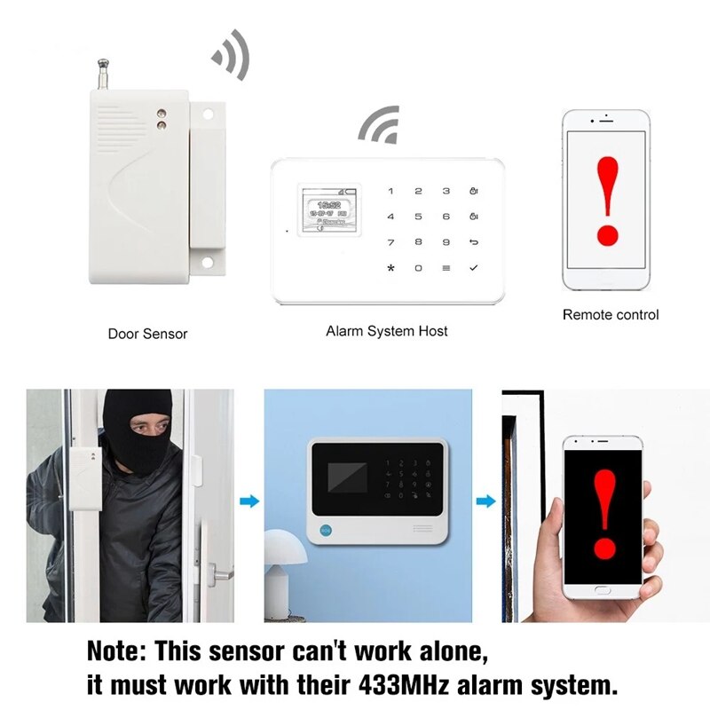 433Mhz Door Window Alarm Sensor Wireless Automation Home Intrusion Detector Anti-Theft Alarm for Smart Home Security Alarm Syste