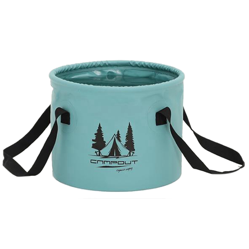 CAMPOUT Camping Folding Bucket Portable Wash Basin Foot Basin Travel Fishing Bucket Camping Storage Bucket: Blue