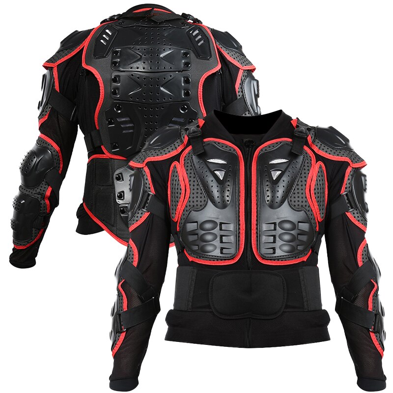Motorcycle Armor Motorbike Riding Full Body Armor for Men Spine Chest Gear Red Edge Deluxe Edition S-XXXL