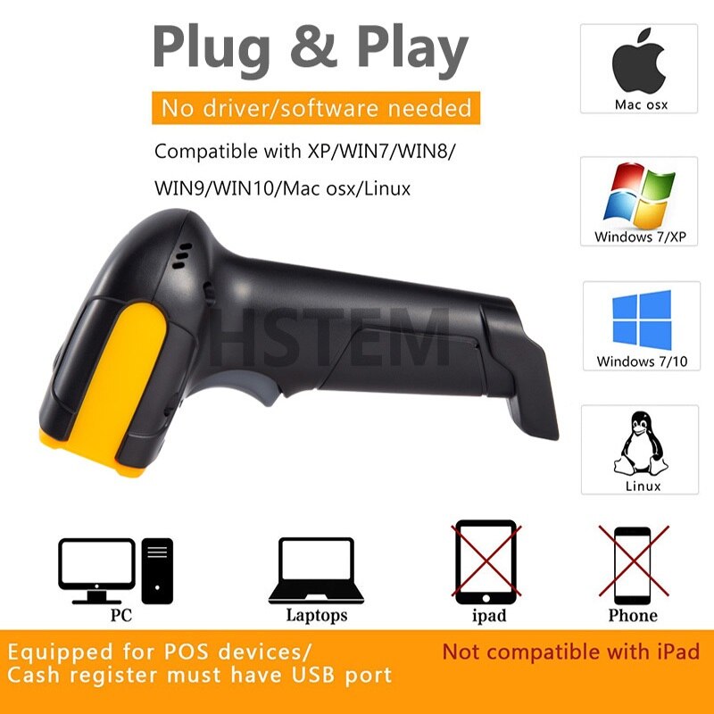 Handheld kabellos Barcode Scanner 2,4G 1D 2D Bluetooth verdrahtet Bar Code Leser Unterstützung QR Code PDF417 Daten Matrix Für supermarkt