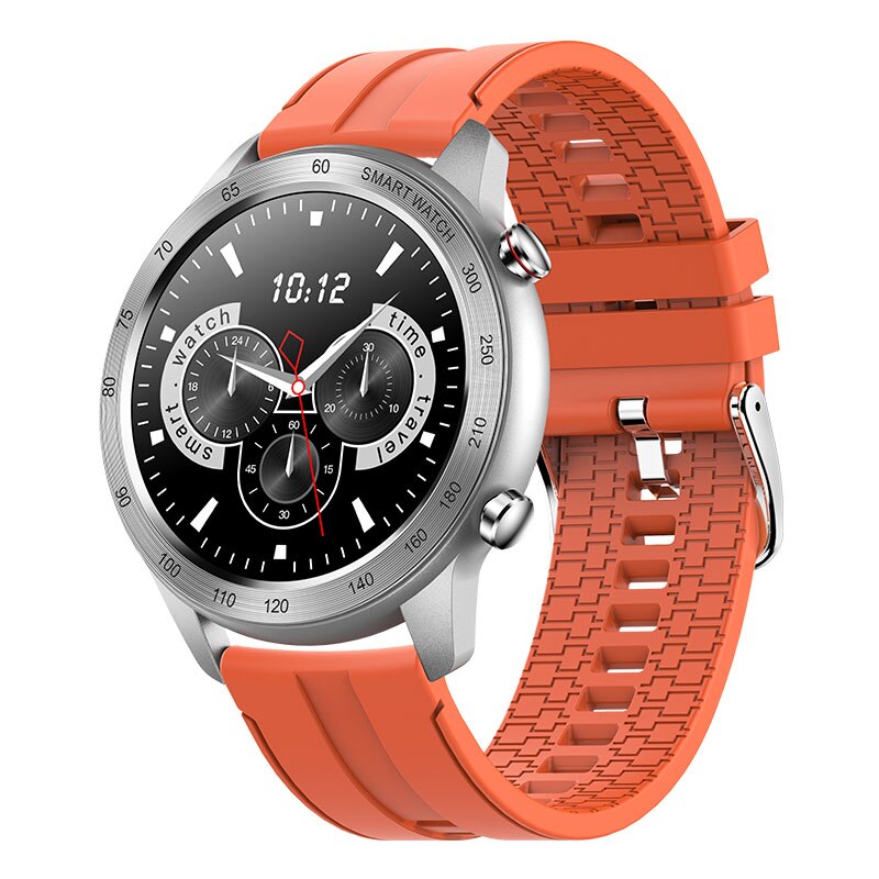 Cobrafly  mx5 smartwatch mit 1.3 -zoll-runddisplay, bluetooth-anruffunktion, wasserdicht  ip68 lange standby-zeit, herzfrequenz- und blutsauerstoffmessung: Orangefarbenes silikon