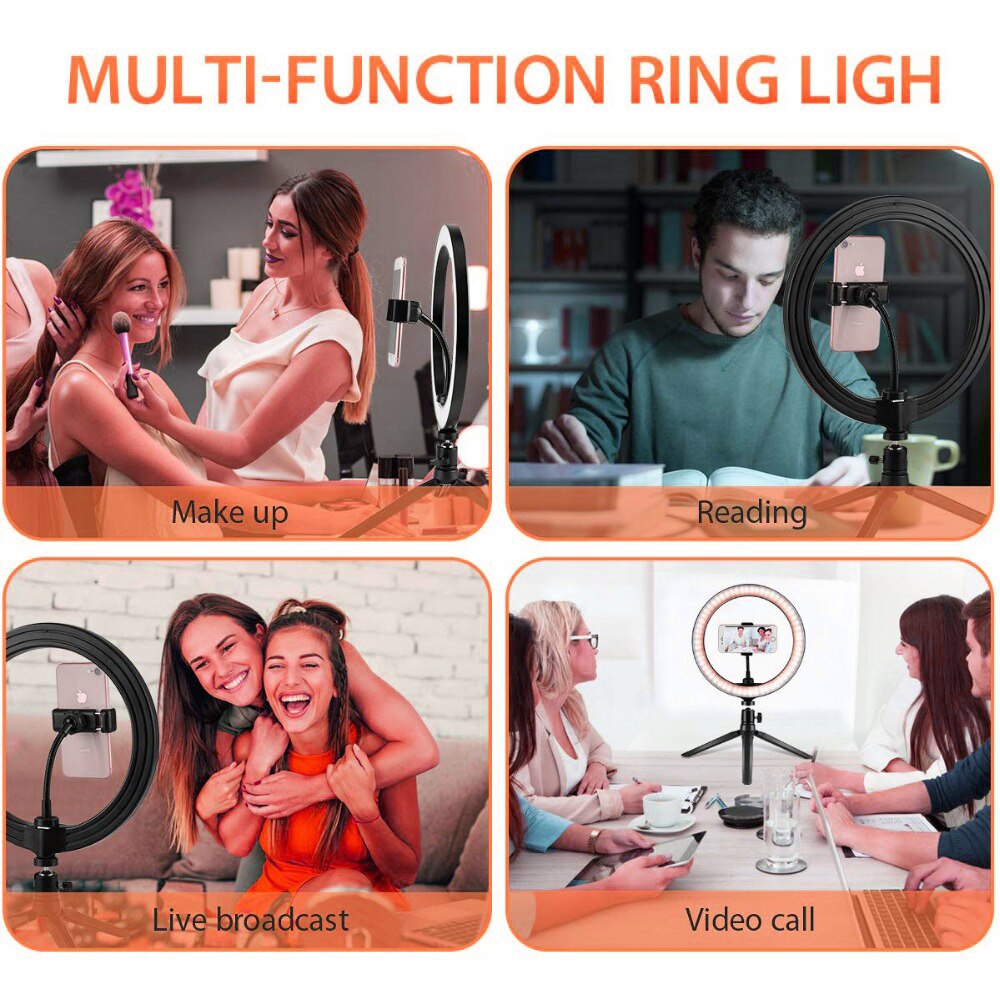 Dimmable LED Ring Light with Tripod USB Ring Lamp Photography Selfie Light Ring Tripod with Lamp Ringlight Ring Light Tripod wit