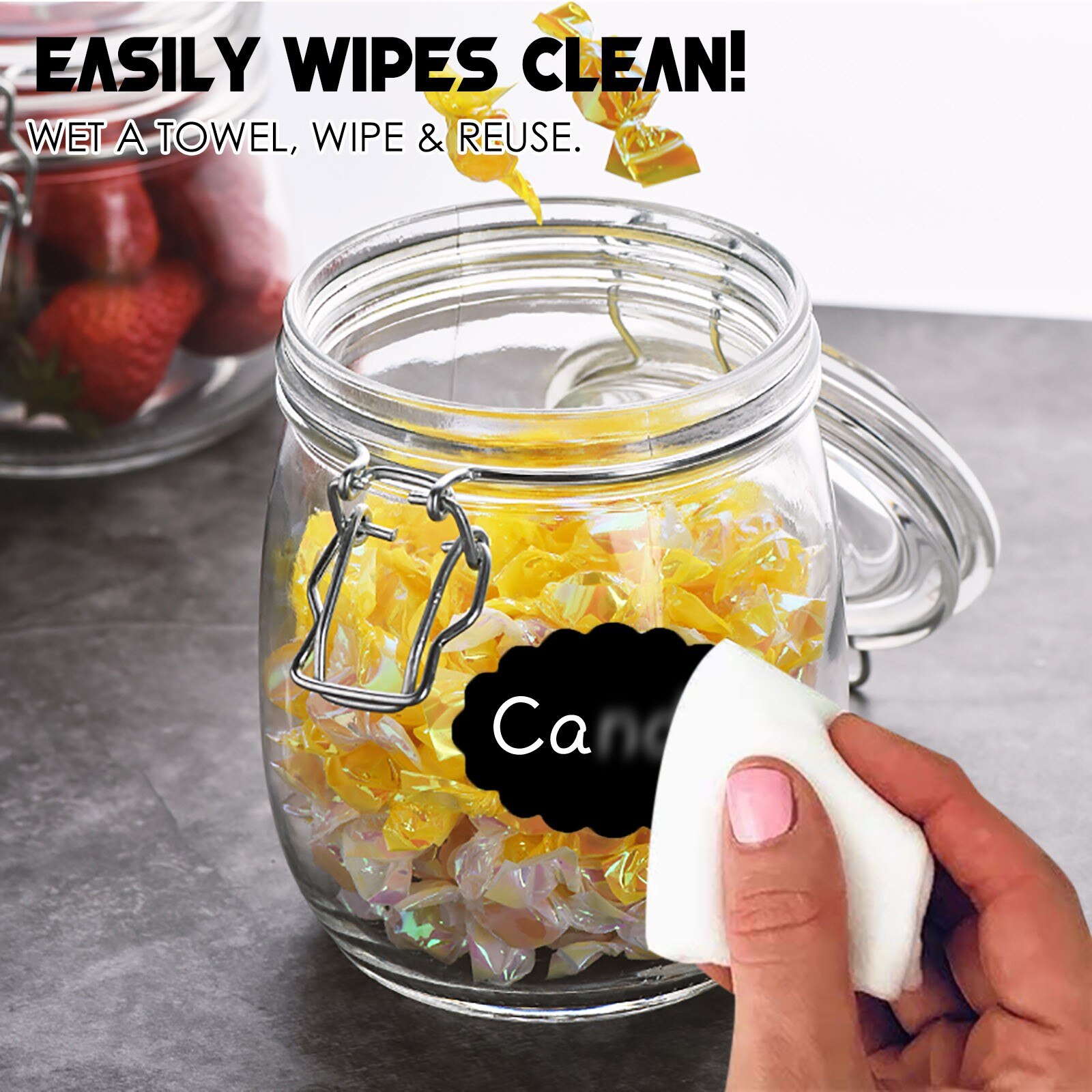 10/20/30 Pcs Schoolbord Sticker Label Fles Plakken Speciale-Vormige Zwarte Pvc Pasta Keuken Jar Organizer Labels Diy board Sticker