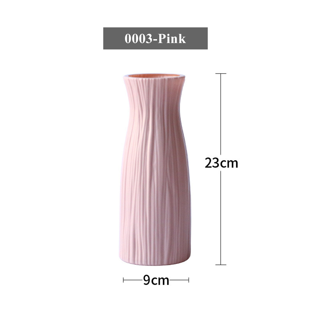 1Pce Nordic decorative vase imitation ceramic flower basket plastic vase decorative ornament flower pot vase ornament: 0003 Pink