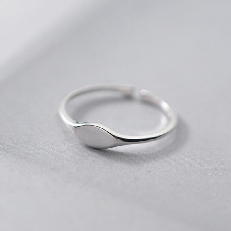 Echt 925 Sterling Zilveren Ovale Verstelbare Ring Voor Mode Vrouwen Party Fijne Sieraden Minimalistische Geometrische Punk Accessoires