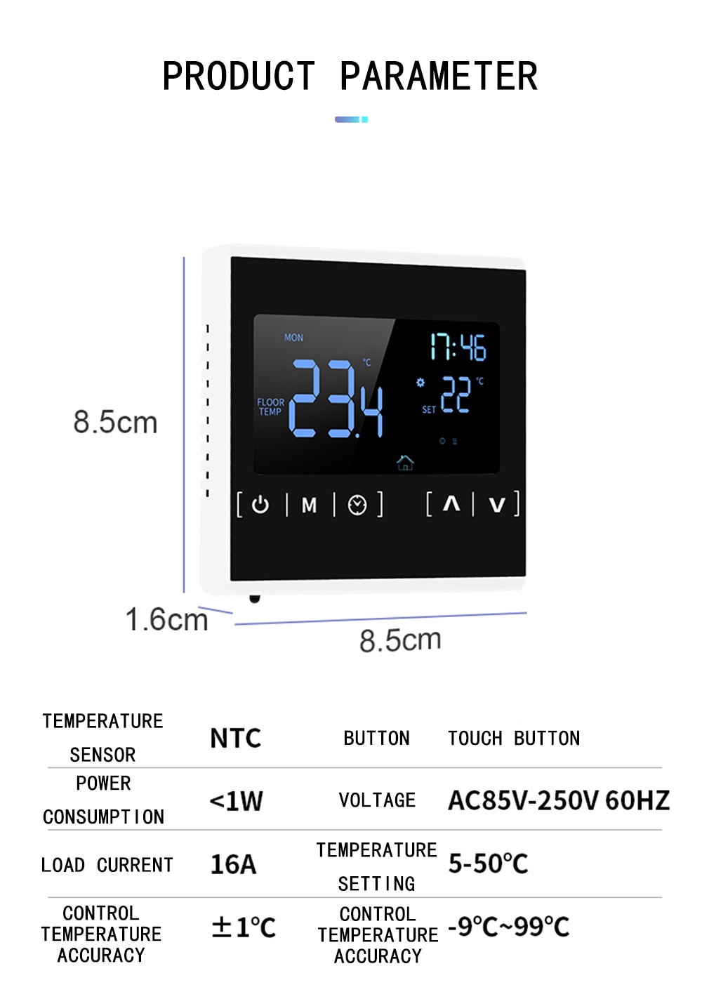 wifi LCD Touch Screen Warm Floor Heating Room Thermostat AC85-240V Water Heating Temperature Controller