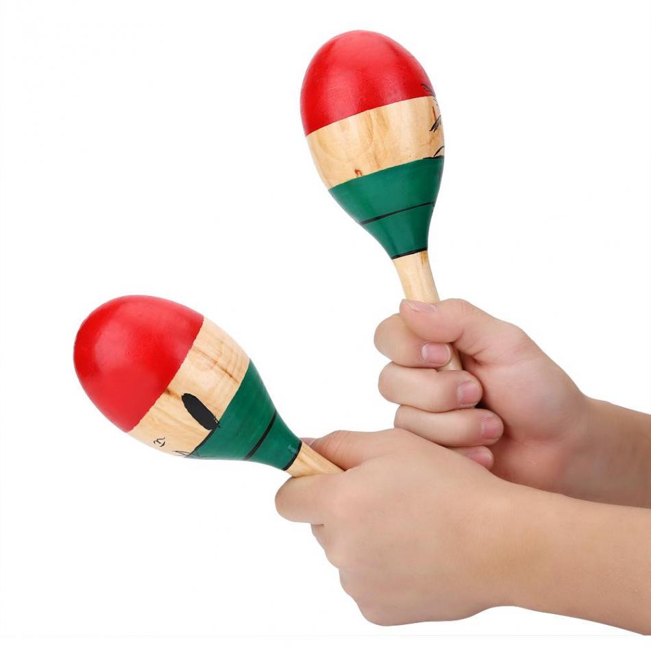 1 Pair Wooden Maracas Durable Large 25cm Musical Educational Instrument Toy for Children Kids Maraca