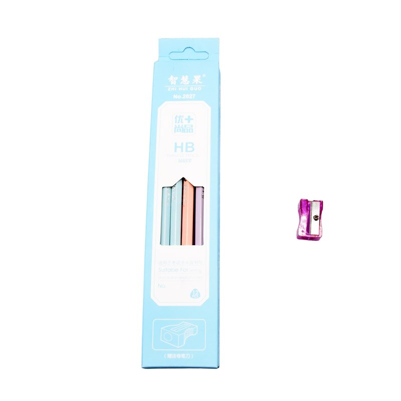 12pcs Student standard pencil Student school pen environmental plastic Shell HB Pencil Learning office stationery supplies: C