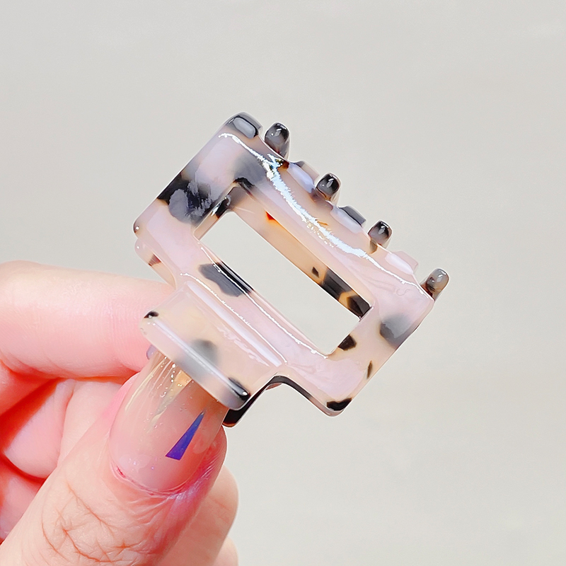 Nuevas mujeres tablero de ajedrez ámbar leopardo geométrico garra de pelo señora temperamento Mini Clip de pelo horquillas accesorio para el cabello de: Gris