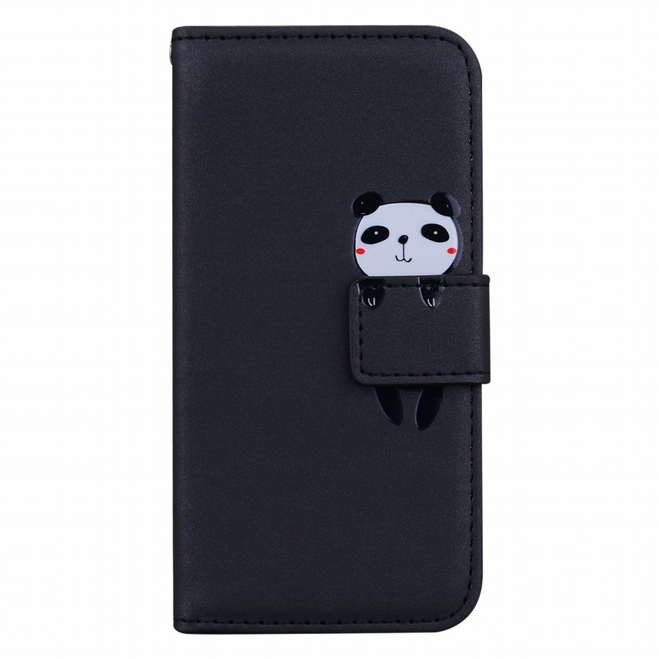 Di Cuoio di lusso Del Telefono Del Raccoglitore Per Redmi 7A Redmi 8A Cassa Del Telefono di Colore Solido Carino Pet Piccolo Animali Panda Rana Cat cane coniglio E22G: For Redmi 7A / Black