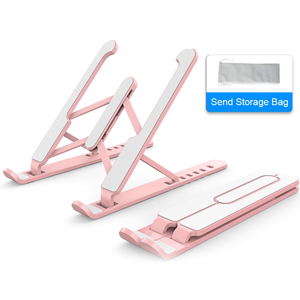 Portable Laptop Stand Foldable Support Base Notebook Stand For Macbook Pro Air Computer Laptop Holder Lifting Cooling Bracket: pink