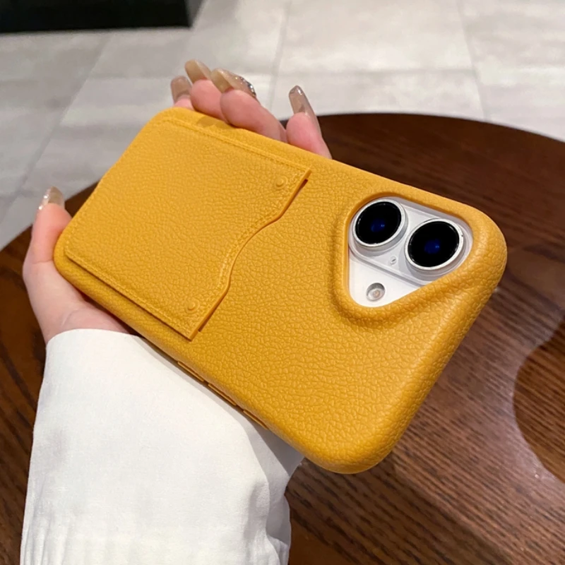 Leather Pattern Card Bag Slot Holder Wallet Case For iphone 13 14 15 16 Pro Max 15 14 Pro Shockproof Soft Silicone Cover