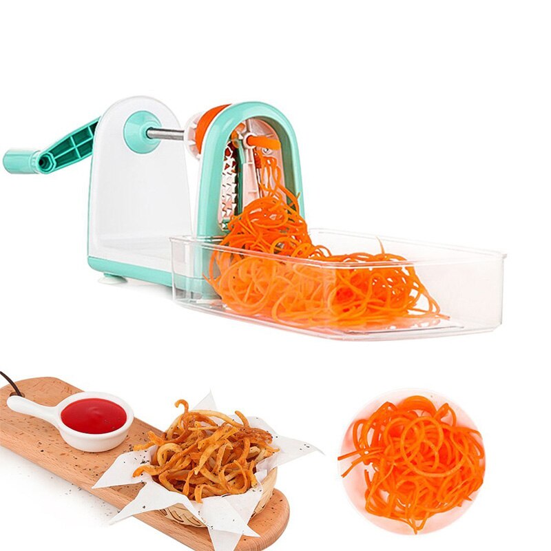 5 cuchillas de espiralizador de verduras plegable para verduras, Pasta y espaguetis, cortador de verduras en espiral, cortador de calabacín