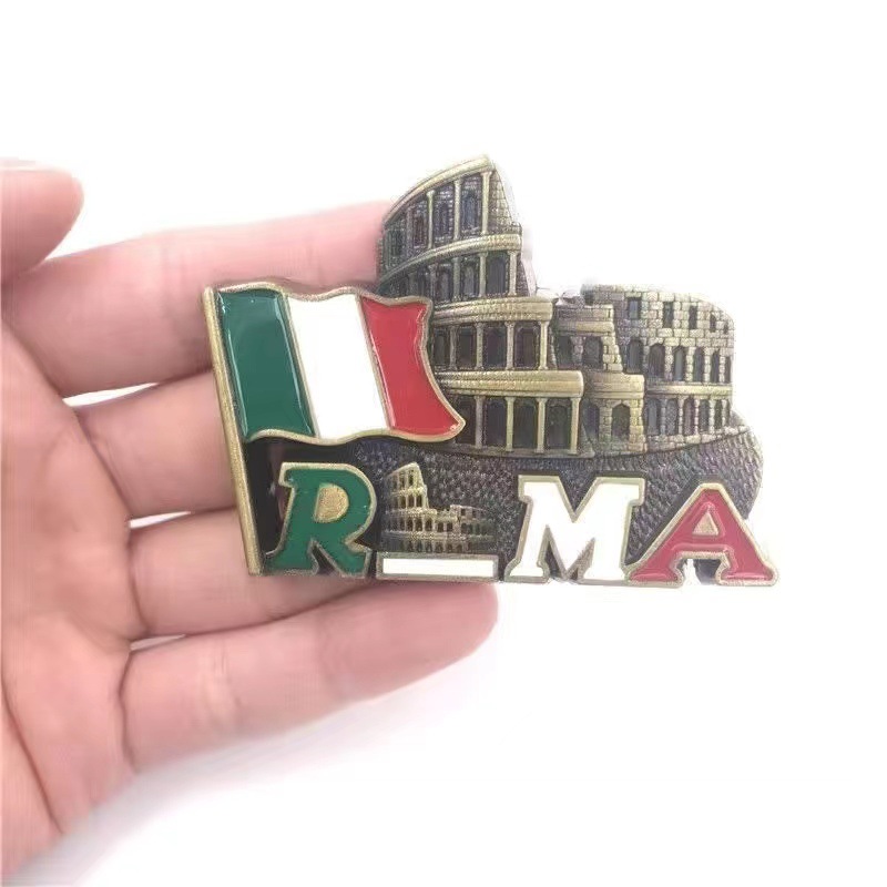 Imanes magnéticos de Metal para nevera, edificios icónicos del mundo turístico por recuerdos del país, imán de decoraciones para refrigerador, decoraciones para el hogar: Negro