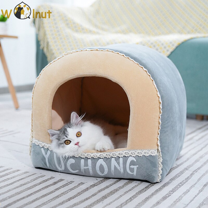 Cat Tent, Kitten Bed, Cat Hut, Cat Cave with Machine Washable Dome Shaped Cat Pod kennel puppy house winter warm pet dog bed