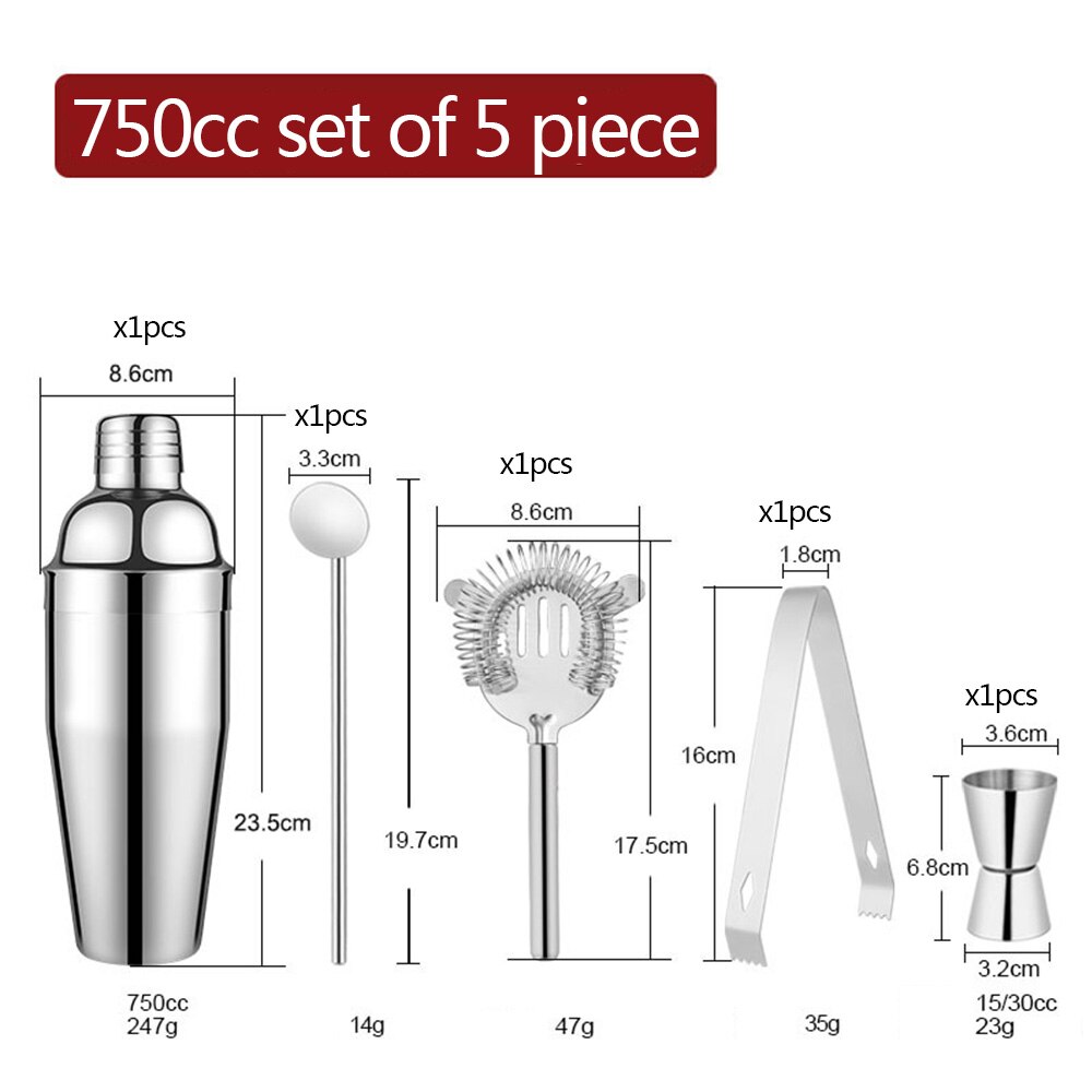 Stainless Steel Cocktail Shaker Bartender Kit Bar Drink Tools Barware Accessories for Home Bars and Party Events: 6 / 201 stainless steel