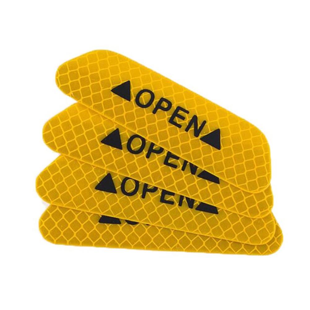 4Pcs Reflective Car Vehicle Open Door Safety Mark Warning Decals Sticker Decor Water-resistant High Stickiness Bumper Decal: Yellow