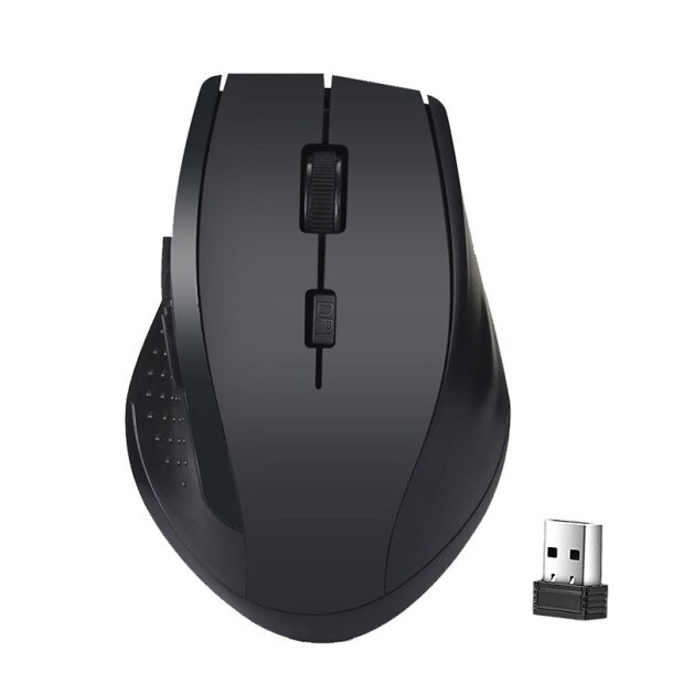 Rovtop 2.4GHz Gaming Wireless USB Mouse Gamer Mini Receiver 6 Keys Computer Mouse Gamer Mice For Computer PC Laptop: BLACK