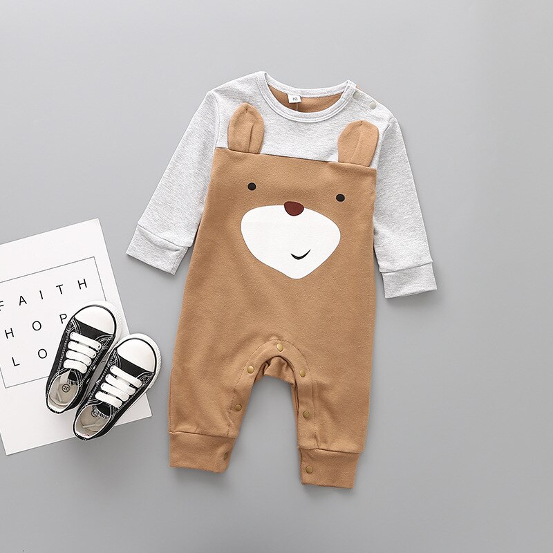 Spädbarnskläder vår höst babybyxor flickor pojkar jumpsuit barn baby nyfödd kläder neonatal långärmad bomull