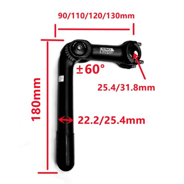 Bicycle Handlebar Stem Adjustable Angle Quill MTB/Road Bike Raise Extender Adapter 90-130mm For 25.4/31.8mm Cycling Accessory: 22 2 31 8 120mm